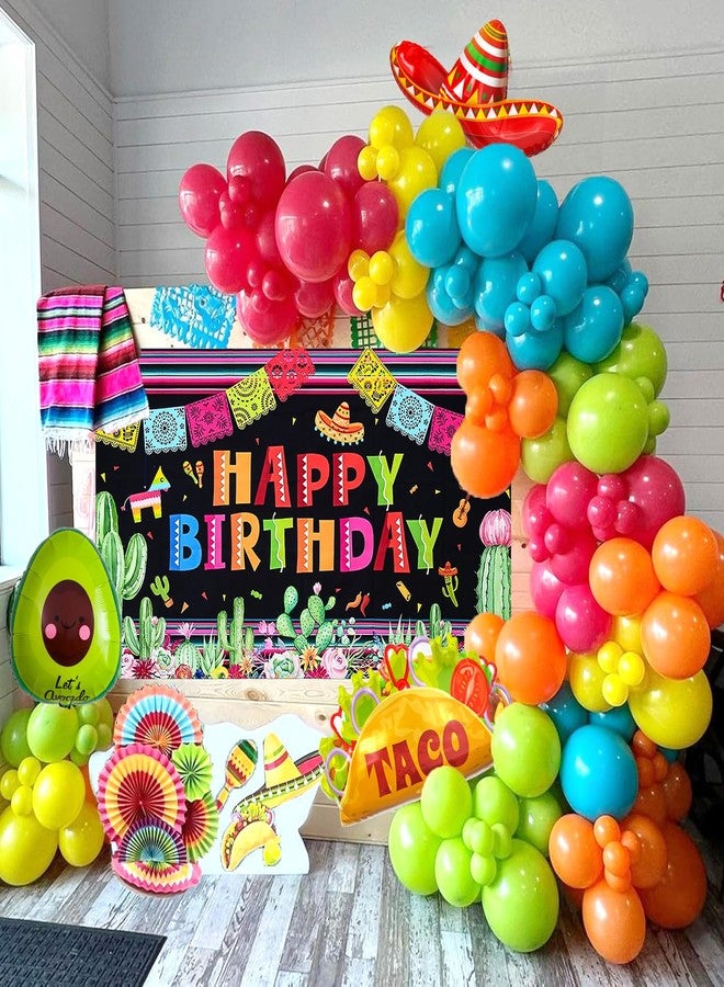 Winrayk Mexican Fiesta Party Decorations Cinco De Mayo Birthday Decor, Fiesta Balloon Arch Kit with Backdrop Tablecloth Taco Sombrero Avocado Foil Balloons, Kids Adult Mexican Theme Party Decorations - Image 3